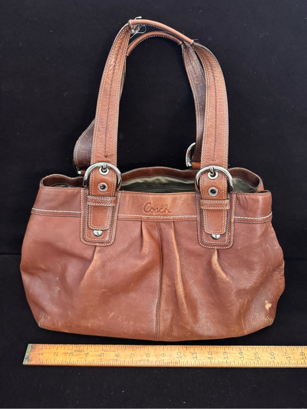 Vintage Coach Soho Large Pleated Leather Shoulder Bag Tote – Mahogany Brown